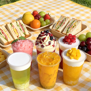 Set de Figuras de Bebidas de Frutas Artificiales Ecológicas de 500ml, Diseño Realista, Multi-Estilo, Patrón de Corazón, Té con Leche, Mango, Pitaya, Arándano - Product Image 3