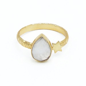 Best Quality Kaashvi Exports Rainbow Moonstone Pear <b>Ring</b> 18K Gold Plated Bezel Setting <b>Adjustable</b> Wedding Party Third Party - Product Image 6