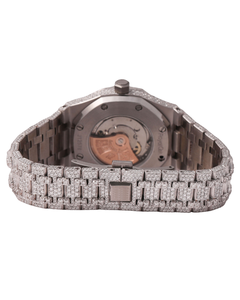Elegante reloj de cuarzo con diamantes de lujo para hombre, con banda y esfera de oro blanco y pantalla con escala numérica para regalos - Product Image 4