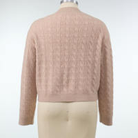 Pull court en maille torsadée à col en V pour femme, manches longues, coupe ample, décontracté