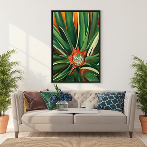 Vibrant Tropical Pineapple Plant Canvas Print for Summer Home Decor,<b>BLACK</b> <b>FRAMED</b> CANVAS - Product Image 3