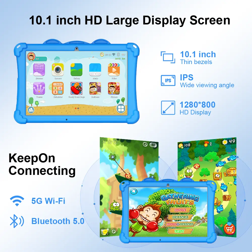 Yeni 2024 10.1 inç 4GB + 64GB çocuk Tablet Android 13.0 WlFl yazma tableti çocuklar için eğitim okuma makinesi KidsTablet