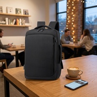 Sac à dos professionnel pour ordinateur portable 15,6 pouces, ouverture à plat 180°, voyage d'affaires, unisexe, étanche, sac à dos pour ordinateur, USB, polyester
