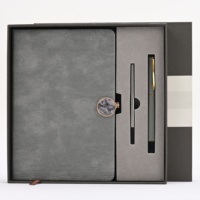 Ensemble de bloc-notes en cuir PU minimaliste avec boîte cadeau |   Carnet de notes de bureau personnalisé avec logo et couleur imprimés, stylo inclus, pour notes de réunion, usage exécutif