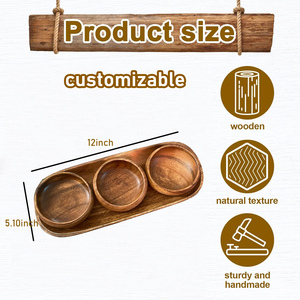 木碗相思木托盘和碗套相思葫芦碗，带长棍面包托盘 (4pcs) - Product Image 2