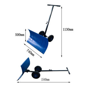 Zware Stalen Sneeuw <span class=keywords><strong>Shovel</strong></span> <span class=keywords><strong>Pusher</strong></span> Voor Oprit Wielen Verstelbare Handgreep Schuine Blad Wielen Sneeuwploeg - Product Image 3