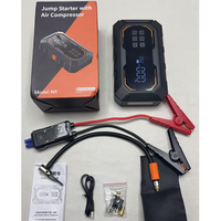 Démarreur de voiture portable RoadGuardian 12V avec compresseur d'air 10000mAh, booster de batterie automobile d'urgence, gonfleur de pneus, charge Type-C