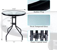 Ensemble de bistrot meubles d'extérieur en métal de jardin 3 patio noir table et chaise mosaïque 3 pièces liquidation française