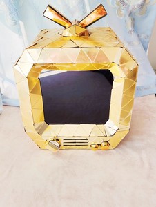 Couvre-chef en argent doré TV miroir réfléchissant masque télévision fête cosplay masque <span class=keywords><strong>casque</strong></span> pour discothèque - Product Image 3