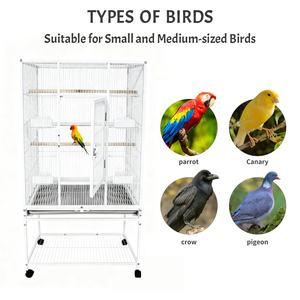 Cage d'élevage d'oiseaux en fil de fer blanc avec plateau et roues - Product Image 4