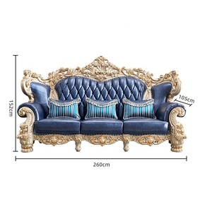 Hot Sale European Sofa Luxury Villa <strong>Hotel</strong> 1+2+3 Seater Sofa Classical Elegant Solid Wood Carved Frame Sofa - Product Image 5