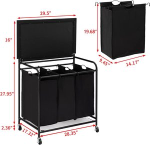 MTS con asse <span class=keywords><strong>da</strong></span> stiro <span class=keywords><strong>cesto</strong></span> portabiancheria con tirante laterale 3-Bag e ruote <span class=keywords><strong>cesto</strong></span> portabiancheria - Product Image 5