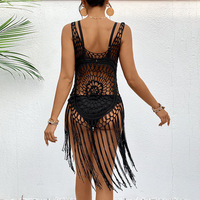 Vestido de Playa de Verano para Mujer, Traje de Baño Negro, Top de Playa Transparente con Malla