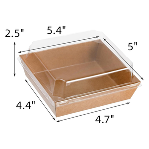 Contenants alimentaires en papier kraft personnalisés avec couvercle transparent, boîtes carrées pour gâteaux, sushis, collations, beignets, muffins, salades, pâtisseries, contenants à emporter - Product Image 2