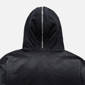 Sudadera con capucha BLINDSIDE negra lavada, estilo boxy, con cremallera completa, de algodón premium, oversize, estilo streetwear, informal. - Product Image 3