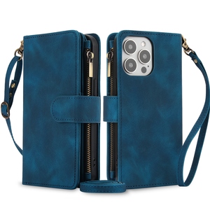 Portefeuille en cuir multifonction pour iPhone 6/7/8 Plus/XR/Xsmax pour iPhone 11/12 Mini, étui à bandoulière pour téléphone, porte-cartes - Product Image 6