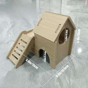 Legno moderno piccolo letto di animali con scivolo criceto labirinto casa di legno e criceto gabbia nascondiglio per gerbilli nani - Product Image 6