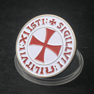 Cavaliere templare antico bronzo moneta commemorativa religione <span class=keywords><strong>giuramento</strong></span> prega sempre croce rossa Souvenir regalo moneta di rame - Product Image 4