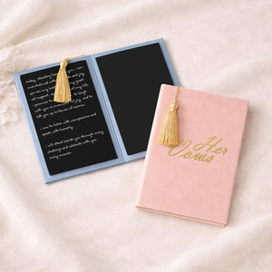 Carnets de Vœux de Mariage en Velours Luxueux pour Lui <span class=keywords><strong>et</strong></span> Elle, Ensemble de Carnets de Vœux de Mariage Personnalisés avec Pompon Doré ou Argenté - Product Image 4