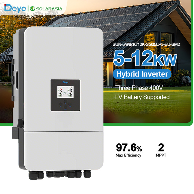 5KW 6KW 8KW 10KW 12KW Deye Solar Inverters EU Standard Home Use Dual Mppt Hybrid 3 Phase Solar Power Inverter for Solar Panel
