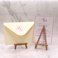 Carte d'invitation de mariage en acrylique transparent de forme personnalisée cartes d'anniversaire cartes de Menu avec estampage à chaud sur le bord de l'enveloppe