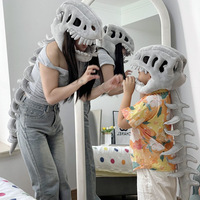 Cadeau de monstre d'Halloween, taille réelle, peluche en coton PP super doux, squelette de dinosaure en os, poupées en peluche, masque, accessoires de tête
