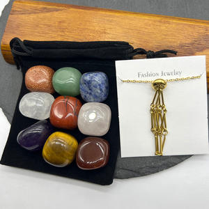 Tendance En Gros Réglable En Acier Inoxydable Net <span class=keywords><strong>Maille</strong></span> Chaîne Guérison Naturelle Pierres Précieuses Cristal Poche Tumble Pierre Pendentif Collier - Product Image 6