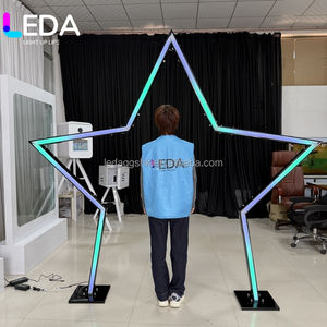 LEDA Modern Simple Iron Frame White <b>Light</b> <b>Star</b> Tunnel Backdrop Pentagram LED Arch Stand for Wedding Party Decor - Product Image 1