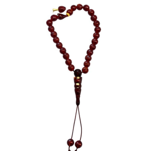 Tasbih de Resina Ámbar Oscuro Real, Cuentas de Oración Islámicas, Misbaha, Subha, Rosario para Dhikr, Meditación, Adoración Musulmana y Uso Diario de Oración - Product Image 1