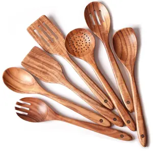 Eco Friendly 13 Inch Long Wooden Utensils For Cooking Long Handle Wooden Spoons For Cooking