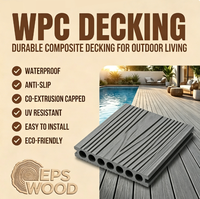 Plancher composite bois-plastique co-extrudé à double face WPC pour extérieur, à trous carrés, pour balcon, cour, piscine