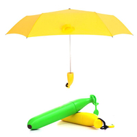 Innovatieve Nieuwe Model Simulatie Fruit Ontwerp Banaan Drie Opvouwbare Paraplu Met Plastic Case