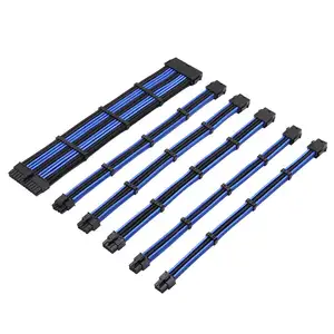 SAMA 4pin ATX 4 + 4pin 6+2pin 6P Extension Cable Male To Female Power Supply Sleeved Cable Extension Kit Blue