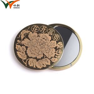 Contracted Design Metal Engrave Logo <b>Small</b> Gold <b>Mirror</b> <b>Round</b> Pocket <b>Mirror</b> - Product Image 4