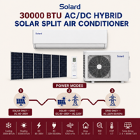AC DC Inverter Hybrid Solard 30000 BTU, Pendingin & Pemanas, Tipe Split Dinding, 80-380V AC 110-240V, Untuk Rumah Tangga & Luar Ruangan