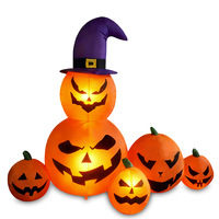 Calabaza Inflable de Halloween de 1.8 m con Sombrero de Mago, Divertida, con Luces LED, Adorno Decorativo para Patio Exterior