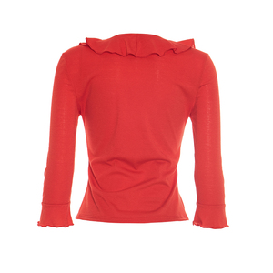 Camiseta Viviblook J26TP308 para Mujer, Top Casual de Otoño, Nuevo Color Sólido, Cuello en V con Volantes, Corte Ajustado, Top Corto para Damas - Product Image 5