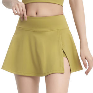 Lanyu Logotipo Personalizado Respirável Umidade Wicking 4-way Stretch Nova Moda Side Slit Cintura Alta Golf Tennis Gym 2 em 1 Saia Bolso - Product Image 2