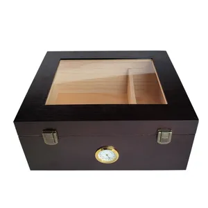 Vanace 2024 gỗ tuyết tùng tủ với ẩm kế Máy tính để bàn trang trí Cigar Humidor và lưu trữ trường hợp cho xì gà hộp