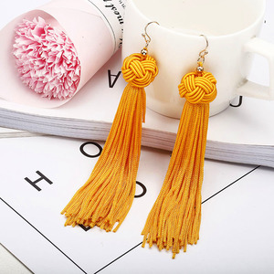 लटकन कान की बाली हाथ से बुने हुए दौर गेंद स्तरित लटकन कान की बाली बोहेमियन लटकना ड्रॉप लंबे लटकन Druzy स्टड कान की बाली महिलाओं के लिए - Product Image 2