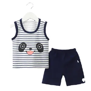 Pronto per la spedizione da bambino 2 pezzi canotta e pantaloncini Set di cotone senza maniche camicie e pantaloncini estivi