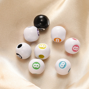 Acrylic Round Beads 12mm Black 8-<b>Ball</b> Design For <b>Bracelet</b> Making DIY Jewelry Accessories - Product Image 1