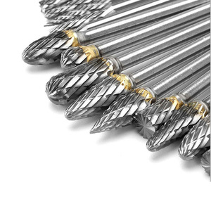 Jeu d'<span class=keywords><strong>outils</strong></span> rotatifs personnalisés en carbure de tungstène, à encoche sifflet, tige droite, matériaux synthétiques, graphite, diamètre 3 mm, carbure - Product Image 1
