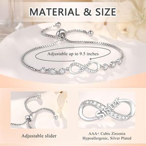 Circonita con microincrustaciones en forma de 8 chapada en platino para pulsera de amor para mujer, joyería ajustable brillante para fiestas - Product Image 6