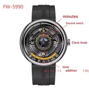 นาฬิกาข้อมือควอตซ์แฟชั่นผู้ชาย Mark Fairwhale รุ่น FW-5990 กันน้ำ มีไฟกลางคืน ดีไซน์สร้างสรรค์ สายซิลิโคน นาฬิกาหรูหราสไตล์ลำลอง - Product Image 4
