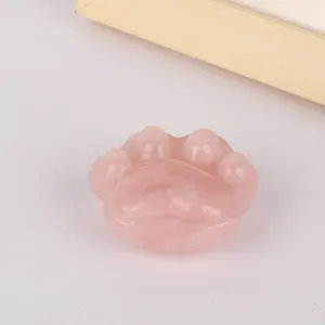 Melhor Qualidade Por Atacado Mão Esculpida Quartzo Rosa Pedra de Cristal Da Pata de Urso Para O Presente Lembranças