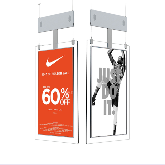 NEW Thin Ceiling Mounted Dual Sides Transparent Screens Hanging Double Sided LCD Display Digital Signage Advertising Player