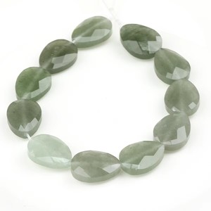 Perles ovales en forme de larme en jade aigue-marine naturel du Canada, 12*16mm, semi-précieuses, en vrac, pour bracelet fait main - Product Image 1