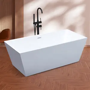 ICEGALAX 1.7m Large Size Reestanding Seamless Bathroom Acrylic Bathtub Solid Surface Hot SPA Soaking Bath Tub For Adults