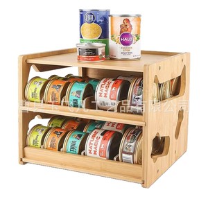 Bamboo <b>Cat</b> <b>Food</b> Rack Stackable Wooden Pet <b>Food</b> <b>Storage</b> Organizer Natural Wood Color Kitchen Use Minimalist Design - Product Image 5
